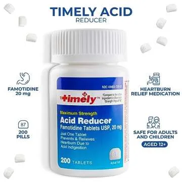 Timely Acid Reducer Famotidine 20mg - 200 Tablets - Compared to the active ingredient in Maximum Strength Pepcid AC - Effective Heartburn Relief for Adults & Children 12 Years & Over