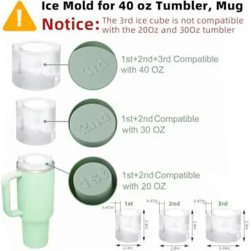 Tcamp Tumbler Ice Mold, Ice Cube Tray for 30 oz -40 oz Tumbler Cup, 3 Pcs Silicone Hollow Cylinder Ice Mold with Lid and Bin for Freezer, Ice Drink, Juice, Whiskey, Cocktail (Pink)