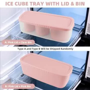 Tcamp Tumbler Ice Mold, Ice Cube Tray for 30 oz -40 oz Tumbler Cup, 3 Pcs Silicone Hollow Cylinder Ice Mold with Lid and Bin for Freezer, Ice Drink, Juice, Whiskey, Cocktail (Pink)