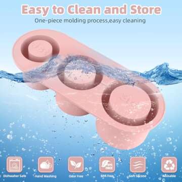 Tcamp Tumbler Ice Mold, Ice Cube Tray for 30 oz -40 oz Tumbler Cup, 3 Pcs Silicone Hollow Cylinder Ice Mold with Lid and Bin for Freezer, Ice Drink, Juice, Whiskey, Cocktail (Pink)