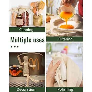 Cheesecloth for Straining Grade 100, 8 Pieces Reusable Hemmed Cheesecloth 20 x 20 Inches, 100% Unbleached Cotton Cheese Cloths for Straining, Filtering, Canning, Covering, Polishing and Decoration