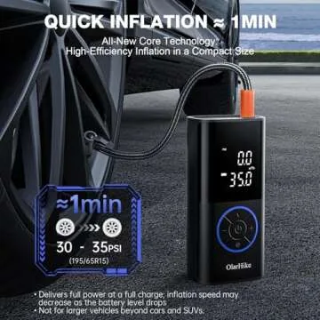 OlarHike Tire Inflator Portable Air Compressor, Long Range Battery-Powered, 160PSI Auto Air Pump for...