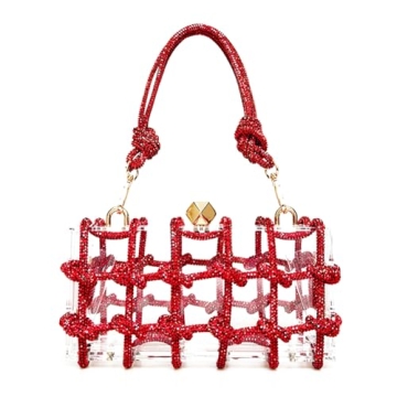 Sparkling Rhinestone Acrylic Clutch for Women - Elegant Evening Purse for Weddings & Parties