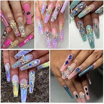 Juome Nail Charms, 40 Pcs Butterfly Nail Charms 3D Butterflies Shape Charms for Nails Gems, Nail Art Decorations Supplies (20Pcs Gold, 20Pcs Silver)