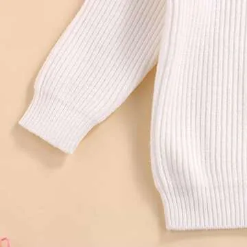 IVEMOULODEC Toddler Baby Girl Skirt Outfit Long Sleeve Turtleneck Sweaters + Plaid Mini Skirts Set Fall Winter Clothes (White , 2-3T )