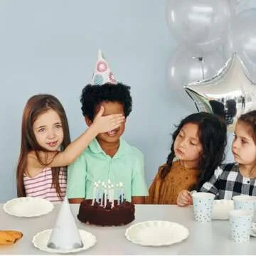 Newtay 30 Pcs Large Scalloped Paper Plates 9.5 Inch Shell Edge Disposable Dinner Plates for Birthday Wedding Baby Shower Party Decorations(Cream Color)