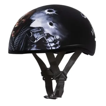 Daytona HELMETS DOT Approved Motorcycle Half Helmet Skull Cap - Lightweight Comfort and Safety