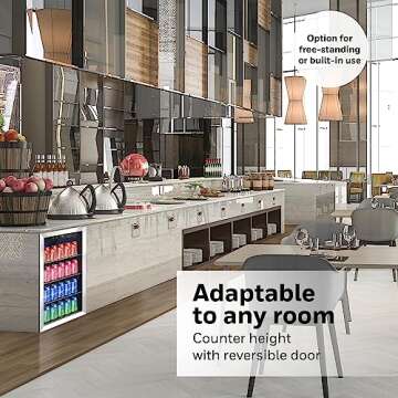 Honeywell Beverage Refrigerator and Cooler, 115 Can Mini Fridge with Glass Door for Soda Beer or Win...