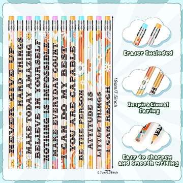 100 Pcs Retro Motivational Pencils Bulk, Inspirational School Pencils for Classroom, Cute Wood Pencils with Encourage Positive Saying, Back to School Supplies for Kids Student Teacher Classroom Reward