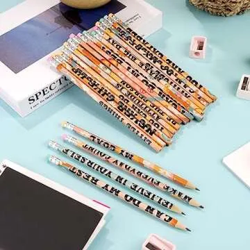 100 Pcs Retro Motivational Pencils Bulk, Inspirational School Pencils for Classroom, Cute Wood Pencils with Encourage Positive Saying, Back to School Supplies for Kids Student Teacher Classroom Reward