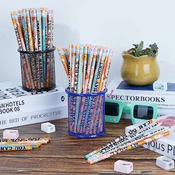 100 Pcs Retro Motivational Pencils Bulk, Inspirational School Pencils for Classroom, Cute Wood Pencils with Encourage Positive Saying, Back to School Supplies for Kids Student Teacher Classroom Reward