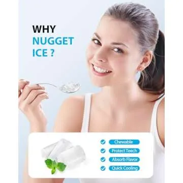 Aeitto Nugget Ice Maker 40Lbs/24H, Countertop Soft Chewable Ice Pebble Machine with Auto-Cleaning