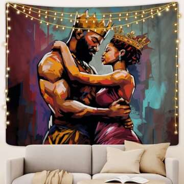 SARA NELL Black Couple Tapestry African American Couple Lovers Oil Painting Tapestries African King ...