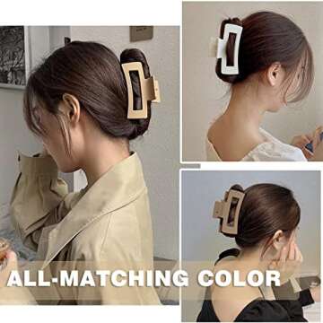 Large Hair Clips & Claw Clips Pack, 4.3" Matte Strong Hold Clips in 2 Styles & 4 Colors for Women & Girls with Thick & Thin Hair, 90's Vintage Style