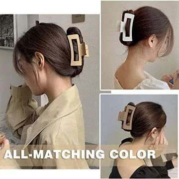 Large Hair Clips & Claw Clips Pack, 4.3" Matte Strong Hold Clips in 2 Styles & 4 Colors for Women & Girls with Thick & Thin Hair, 90's Vintage Style