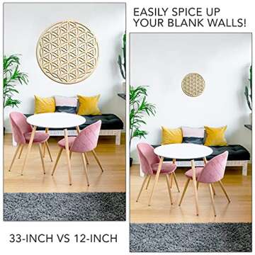 Fourth Level MFG 33" Flower of Life, Sacred Geometry Wood Wall Art, Seed Of Life Sculpture, Zen Home Decor for Yoga and Meditation, Chakra Crystal Grid Board, Good Energy Spiritual Altar Decoration