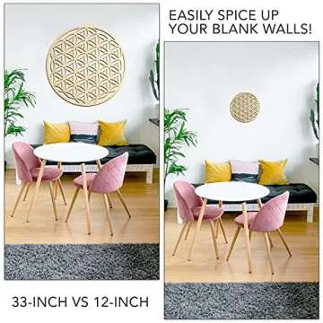 Fourth Level MFG 33" Flower of Life, Sacred Geometry Wood Wall Art, Seed Of Life Sculpture, Zen Home Decor for Yoga and Meditation, Chakra Crystal Grid Board, Good Energy Spiritual Altar Decoration