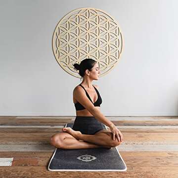 Fourth Level MFG 33" Flower of Life, Sacred Geometry Wood Wall Art, Seed Of Life Sculpture, Zen Home Decor for Yoga and Meditation, Chakra Crystal Grid Board, Good Energy Spiritual Altar Decoration