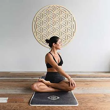 Fourth Level MFG 33" Flower of Life, Sacred Geometry Wood Wall Art, Seed Of Life Sculpture, Zen Home Decor for Yoga and Meditation, Chakra Crystal Grid Board, Good Energy Spiritual Altar Decoration