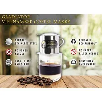 Vietnamese Coffee Maker Filter Phin, Small French Press Portable, Single Serve Coffee Makers, Screw Down Insert