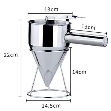 Stainless Steel Funnel Octopus Balls Funnel Tool, Waffle Batter Dispenser Pancake Maker Cooking Tool...