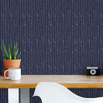 Flipside Peel and Stick Wallpaper - Blue Dots and Stripes. Removable Peel and Stick Vinyl Wall Paper. Each roll is 18 ft. Long x 18 in. Wide
