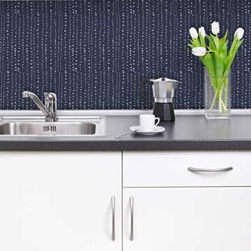 Flipside Peel and Stick Wallpaper - Blue Dots and Stripes. Removable Peel and Stick Vinyl Wall Paper. Each roll is 18 ft. Long x 18 in. Wide