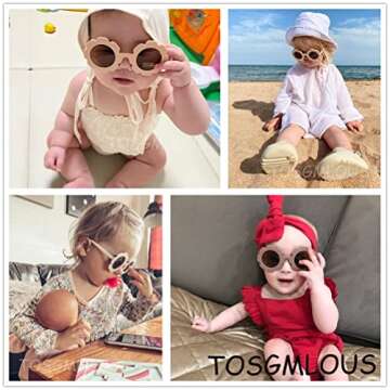 TOSGMLOUS Kids Round Flower Sunglasses with UV400 Protection
