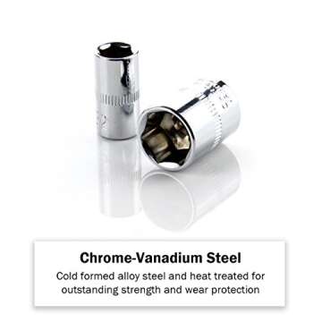 KSEIBI 101230 22-Piece 1/4-Inch Drive Standard Socket and Ratchet Set, Metric and SAE (22 Pack-1/4 Inch)