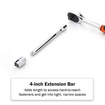 KSEIBI 101230 22-Piece 1/4-Inch Drive Standard Socket and Ratchet Set, Metric and SAE (22 Pack-1/4 Inch)