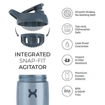 Promixx PURSUIT Protein Shaker Bottle – Premium Sports Shaker Bottles for Protein Mixes and Supplement Shakes – Easy Clean, Durable Protein Shaker Cup