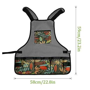 Laelr Garden Apron, Oxford Cloth Work Apron with Pockets, Adjustable Tool Apron for Home Garden, Heavy Duty Work Apron for Men & Women, Artist Apron for Painting