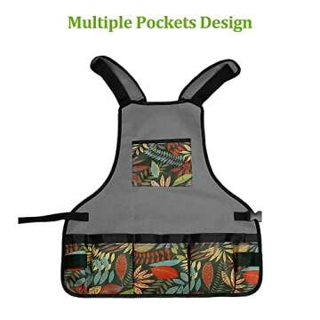 Laelr Garden Apron, Oxford Cloth Work Apron with Pockets, Adjustable Tool Apron for Home Garden, Heavy Duty Work Apron for Men & Women, Artist Apron for Painting
