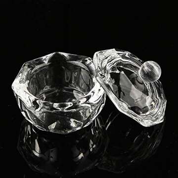 mollensiuer 2Pcs Clear Nail Art Acrylic Liquid Powder Dappen Dish Bowl Glass Crystal Cup Glassware w...
