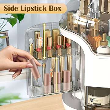 Makeup Organizer & Skincare Organizers, Cosmetic Organizer Box for Countertop with Lid & Drawers, Make Up Storage Organizer with Waterproof & Dustproof Cover, Birthday Gifts for Vanity Women Girls