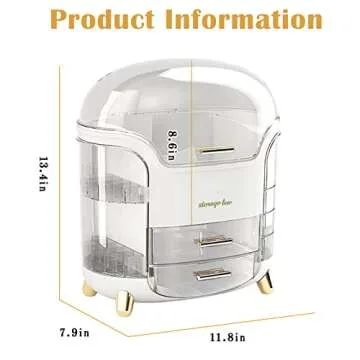Makeup Organizer & Skincare Organizers, Cosmetic Organizer Box for Countertop with Lid & Drawers, Make Up Storage Organizer with Waterproof & Dustproof Cover, Birthday Gifts for Vanity Women Girls
