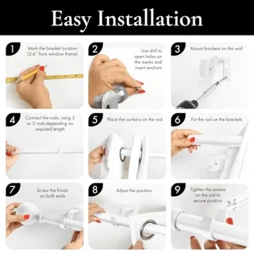 Meriville Durable Ball Curtain Rod - Glossy White, 28-48 Inch