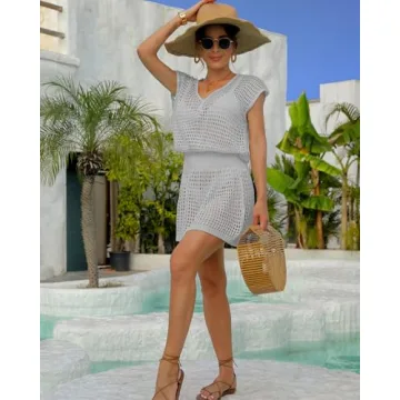 Bsubseach Women Hollow Out Beachwear Cover Up Dress