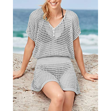 Bsubseach Women Hollow Out Beachwear Cover Up Dress