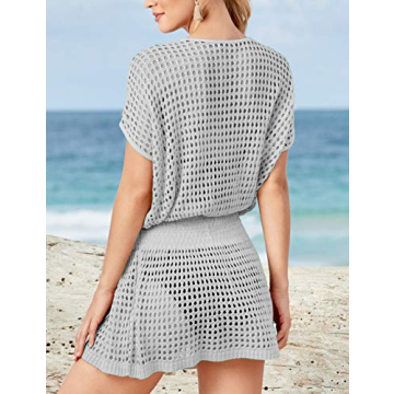 Bsubseach Women Hollow Out Beachwear Cover Up Dress