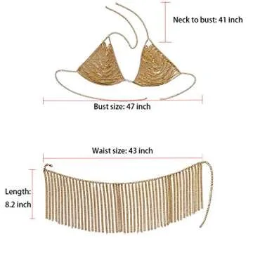 Boho Rhinestone Body Chain with Tassel Skirt for Women