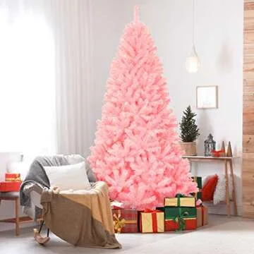 HAPPYGRILL 7.5FT Pink Christmas Tree with Rich Tips