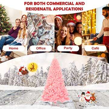 HAPPYGRILL 7.5FT Pink Christmas Tree with Rich Tips