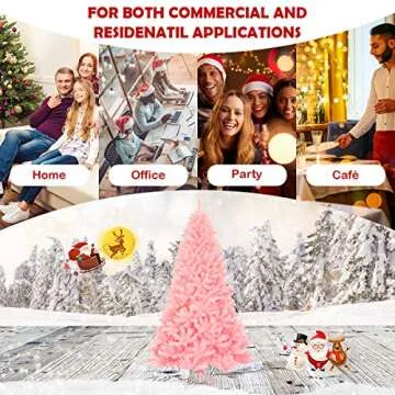 HAPPYGRILL 7.5FT Pink Christmas Tree with Rich Tips