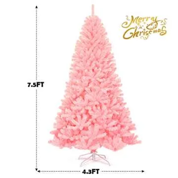 HAPPYGRILL 7.5FT Pink Christmas Tree with Rich Tips