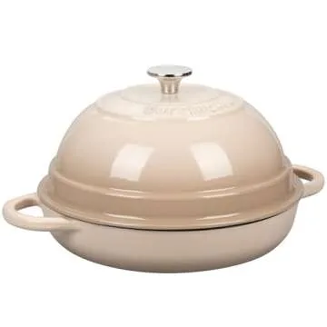 VORRINGARD Cast Iron Enameled Dutch Oven Pot with Lid for Bread Baking, Bread Oven, 6 Quart, Latte