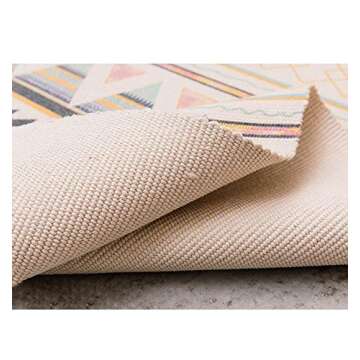 Wolala Home Moroccan Tufted Cotton Handmade Woven Rug with Non-Slip Mat Beige Tassels Printed Indoor Floor Carpet for Bedroom,Living Room,Children Playroom 2'3 x 5'3