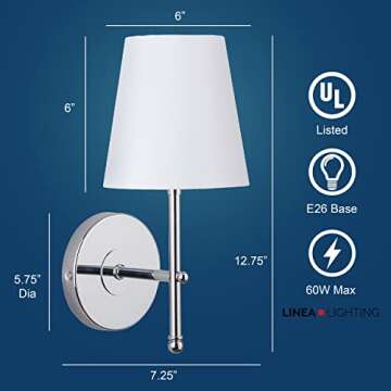 Tamb Wall Sconce w/ Fabric Shade Polished Chrome