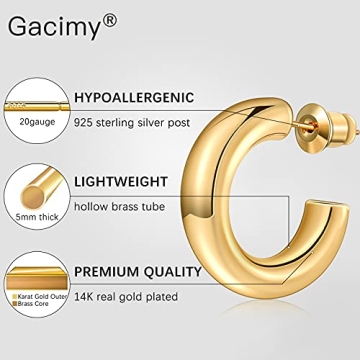 Stylish Gacimy Chunky Gold Hoop Earrings for Women
