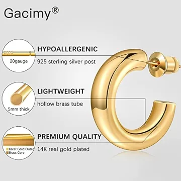 Stylish Gacimy Chunky Gold Hoop Earrings for Women